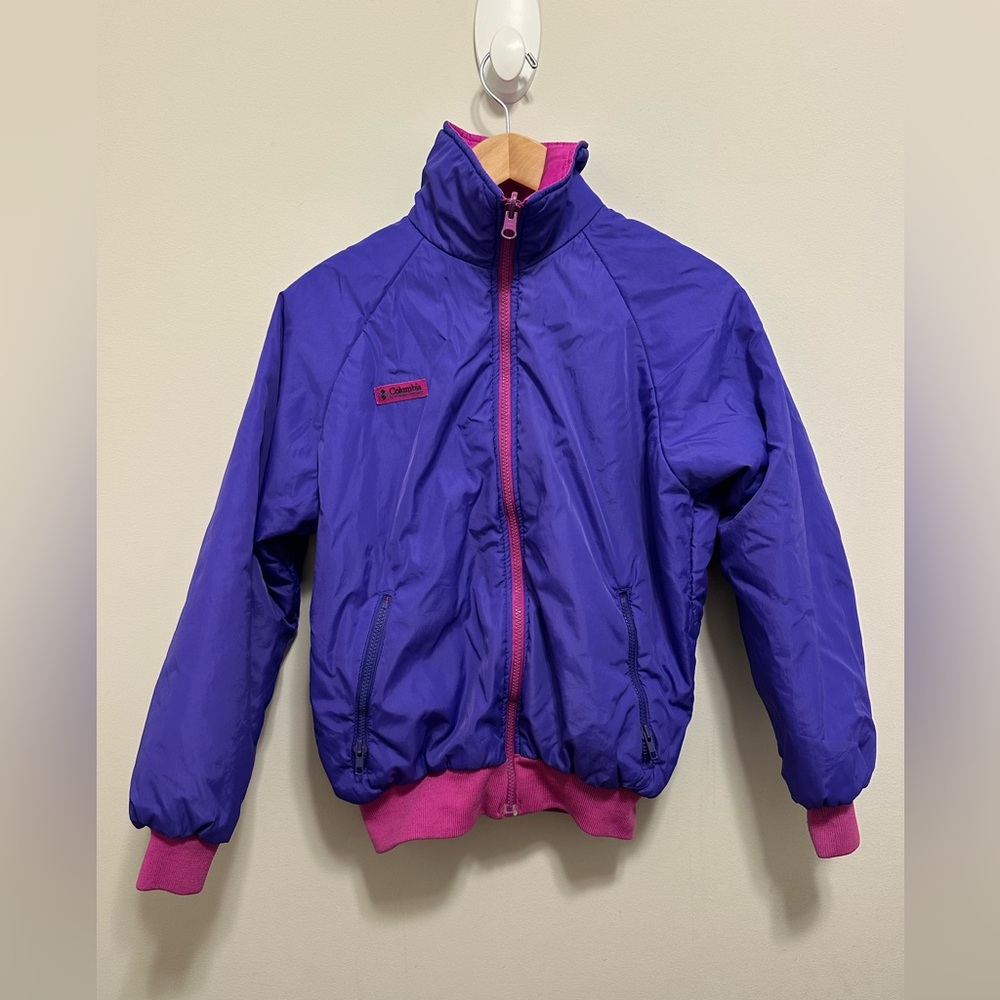 Vintage Columbia Reversible Jacket Hot Pink Blue Thinsulate Radial Sleeve Size S